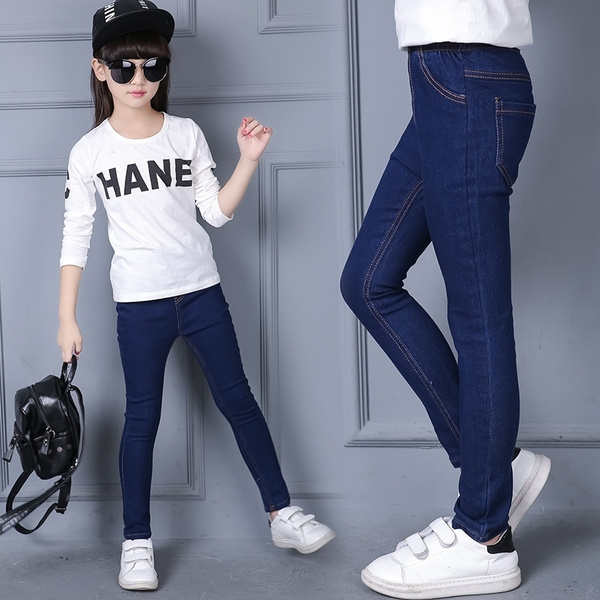 Girls Plush Velvet Jeans Kids Korean Denim Pants Trousers Children & Young  Adults Skinny Jeans 2-13 Years | Wish